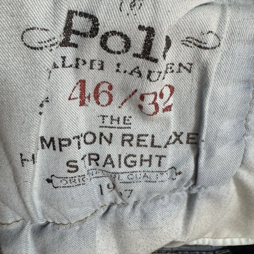 Polo Ralph Lauren Blue Hampton Relaxed Straight Leg Denim Jeans Men's 46x32‎
